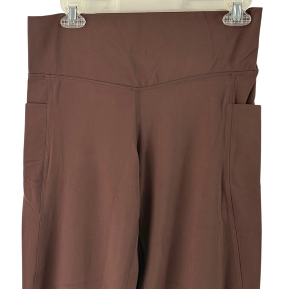 New Member's Mark Flare Yoga Pant Women L Large Brown High Waist 11.5" Pockets - Picture 12 of 12